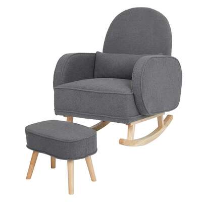 Elegant Fleece Rocking Chair with footstool - Space-Saving Design