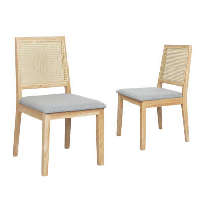 Premium 2x Rattan Dining Chair Solid Wood Lounge - Scandi Inspired