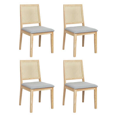 Ergonomic 4X Cane Dining Chair Rattan Armless Seat - Premium Quality