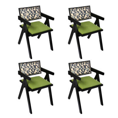 Minimalist Dining Chair Retro Backrest Chair x4 - Space-Saving Design