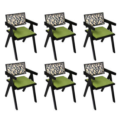 Minimalist Dining Chair Retro Backrest Chair x6 - Durable Frame