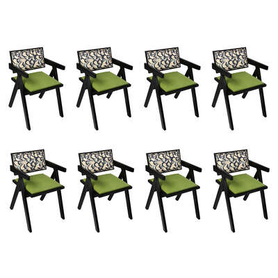 Functional Dining Chair Retro Backrest Chair x8 - Durable Frame