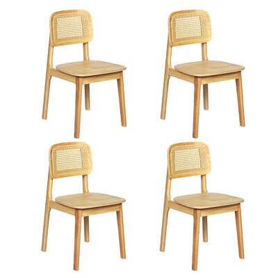 Compact 4x Rattan Dining Chair Wooden Kitchen Chair - Sleek Modern