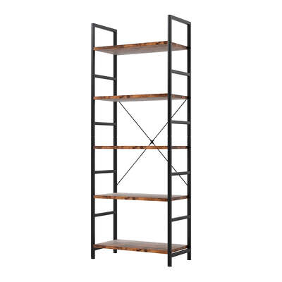Compact 5-Tier Industrial Bookshelf Bookcase 157.5cm - Sleek Modern