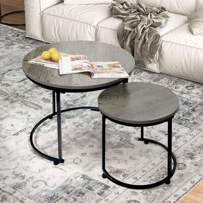Round Nesting Coffee Table Grey 60x50.5cm