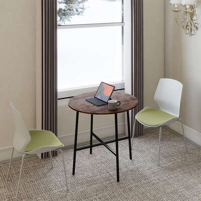 Round Dining Table Brown Steel 80x80x76cm