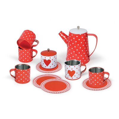13PCS HEART TIN TEA SET IN MUG