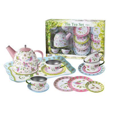 Bird Design Tin Tea Set 15Pcs