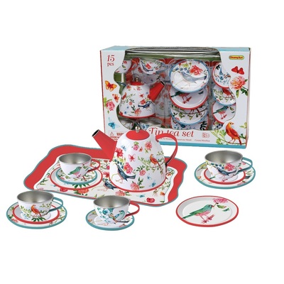 Garden Birds Tin Tea Set 15Pcs
