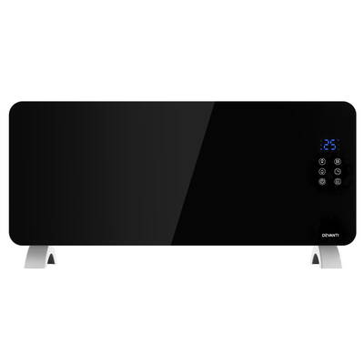 Devanti Electric Convection Glass Panel Heater Wall Mount Portable Heat WiFi Control 2000W Black
