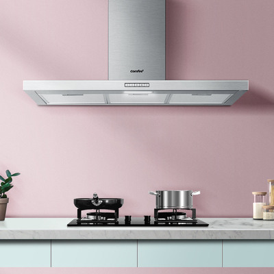 Rangehood 900mm Rangehood Stainless Steel Kitchen Canopy-Silver and black