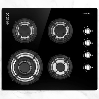 Gas Cooktop 60Cm Stove Hob Black