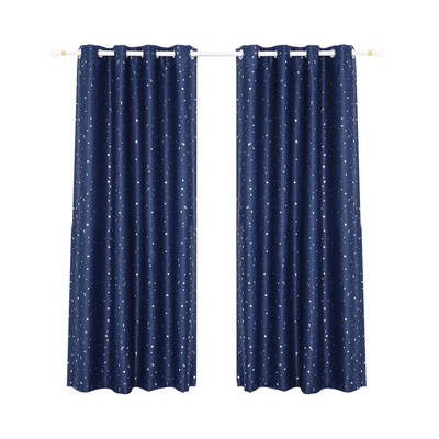 Art Queen 2 Star Blockout 180x213cm Blackout Curtains - Navy