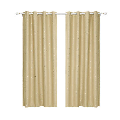 Art Queen 2 Star Blockout 180x230cm Blackout Curtains - Latte