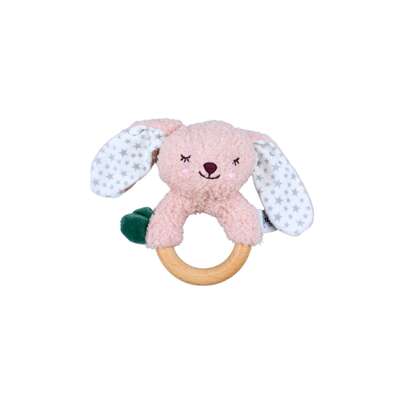 Snuggle buddy berry bunny wooden ring rattle