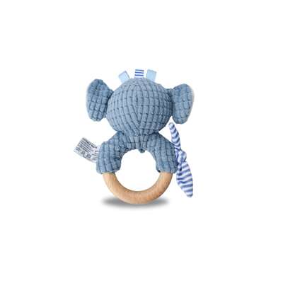 Snuggle buddy trunks elephant wooden ring rattle