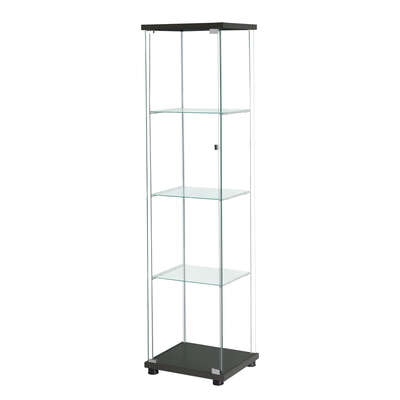 Contemporary Display Storage Cabinet Glass Black - High Back Support