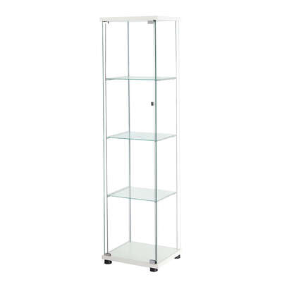 Functional Display Cabinet Tempered Glass White - Comfortable Design