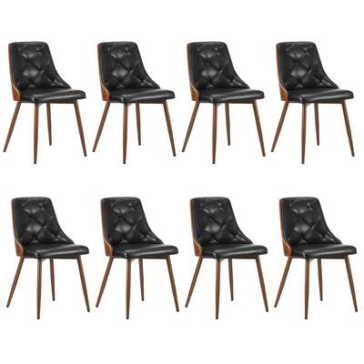 8x Dining Chairs PU Leather Black Retro Kitchen Cafe Seat Metal Legs