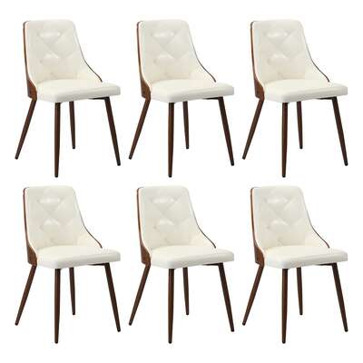 Dining Chairs Kitchen Lounge PU Leather x6 White