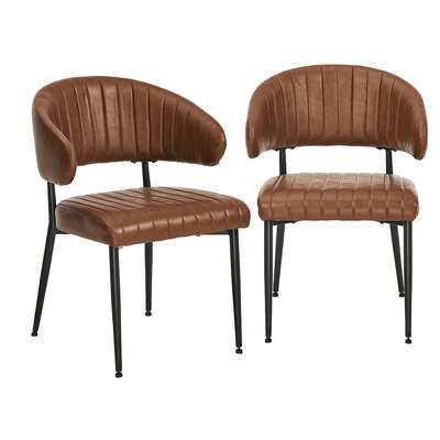 2x PU Leather Dining Chair Kitchen Padded Seat Brown