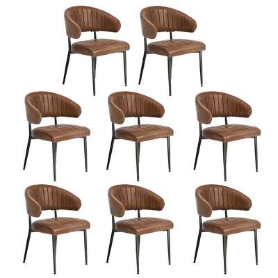Dining Chair PU Leather Padded Seat Brown Modern Kitchen Furniture