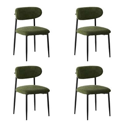 4x Dining Chairs Kitchen Chair Cafe Chair Boucle Black&Green