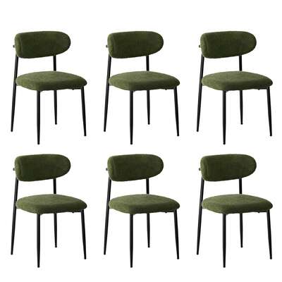 6x Dining Chairs Kitchen Chair Cafe Chair Boucle Black&Green