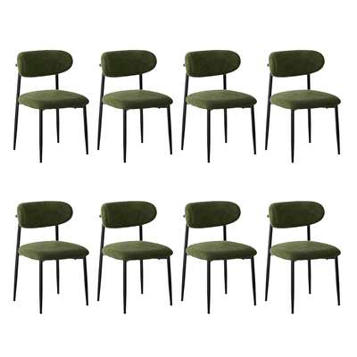 8x Dining Chairs Kitchen Chair Cafe Chair Boucle Black&Green