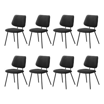 8x Dining Chair Vintage Retro Polyester Padded Dark Grey