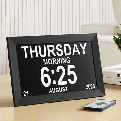 10 Inch Digital Day Clock Alarm Calendar Desk Clock For Dementia Date And Week Black