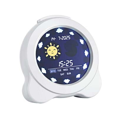 3.8 Inch Digital Day Clock Calendar Alarm With LCD Display White