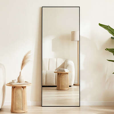 Full Length Mirror 165x60cm Black Floor Wall | EXTG