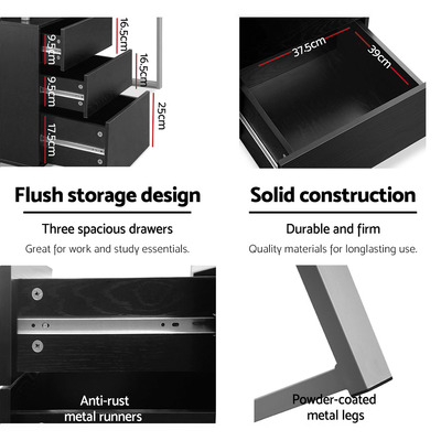 Computer Desk Drawer Black 140CM