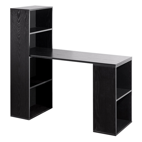 6 Storage Shelf Office Computer Desk - Black