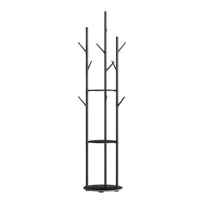 Compact Coat Rack Clothes Stand 8 Hook Organizer Black - Space-Saving