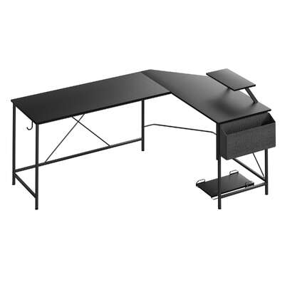 Compact Computer Desk Corner Desk Black - Adjustable Height Classic