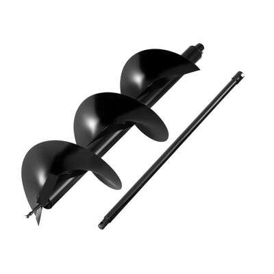  Post Hole Digger Auger Drill Bit 300mm with 80cm Extension Shaft Black