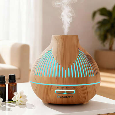 400ml Aroma Diffuser Humidifier With LED Lights For Aromatherapy Light Wood Grain