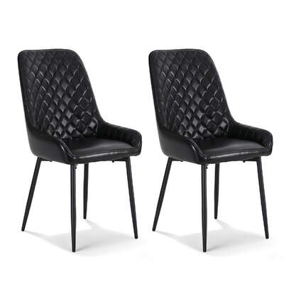 2X Dining Chairs Retro Pu Leather Kitchen Lounge Cafe Accent Chair