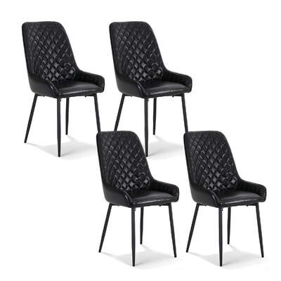 4X Dining Chairs Retro Pu Leather Kitchen Lounge Cafe Accent Chair
