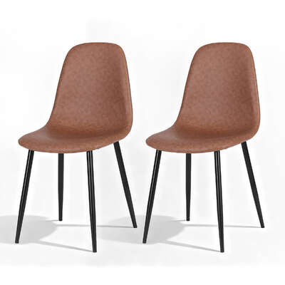 2X Dining Chairs Retro Pu Leather Kitchen Lounge Cafe Accent Chair