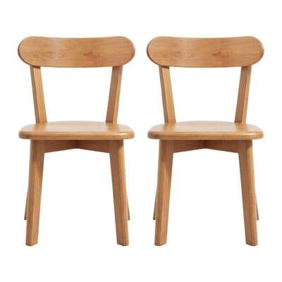 Set of 2 Wooden Dining Chairs Kitchen Accent Cafe Lounge Rubberwood