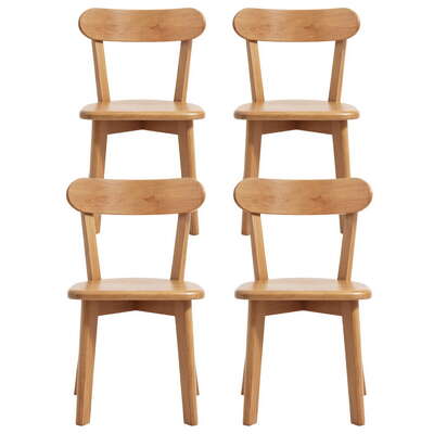 Set of 4 Wooden Dining Chairs Kitchen Accent Cafe Lounge Rubberwood