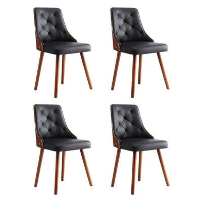 Set of 4 Dining Chairs Black PU 