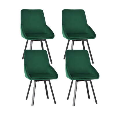 Set of 4 Green Velvet Dining Chairs with Swivel Base  Elegant Upholstered Chairs