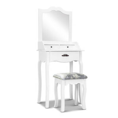 Dressing Table Stool Mirror Jewellery Cabinet 3 Drawers Chair Organizer