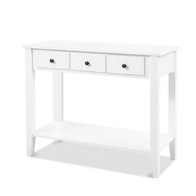 Hallway Console Table Hall Side Entry 3 Drawers Display French White Desk