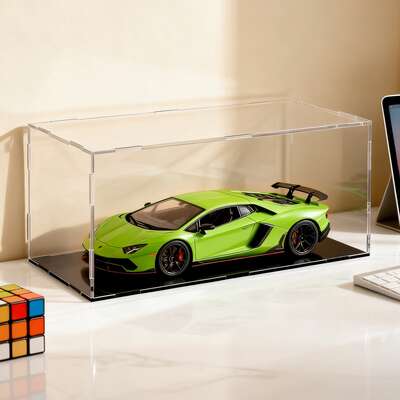 Clear Acrylic Display Case Dustproof Protection Box For Car Toys 15CM