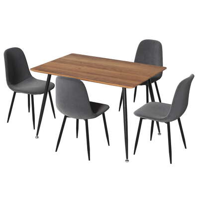 1 Dining Table and 4 Chairs Set Grey Metal